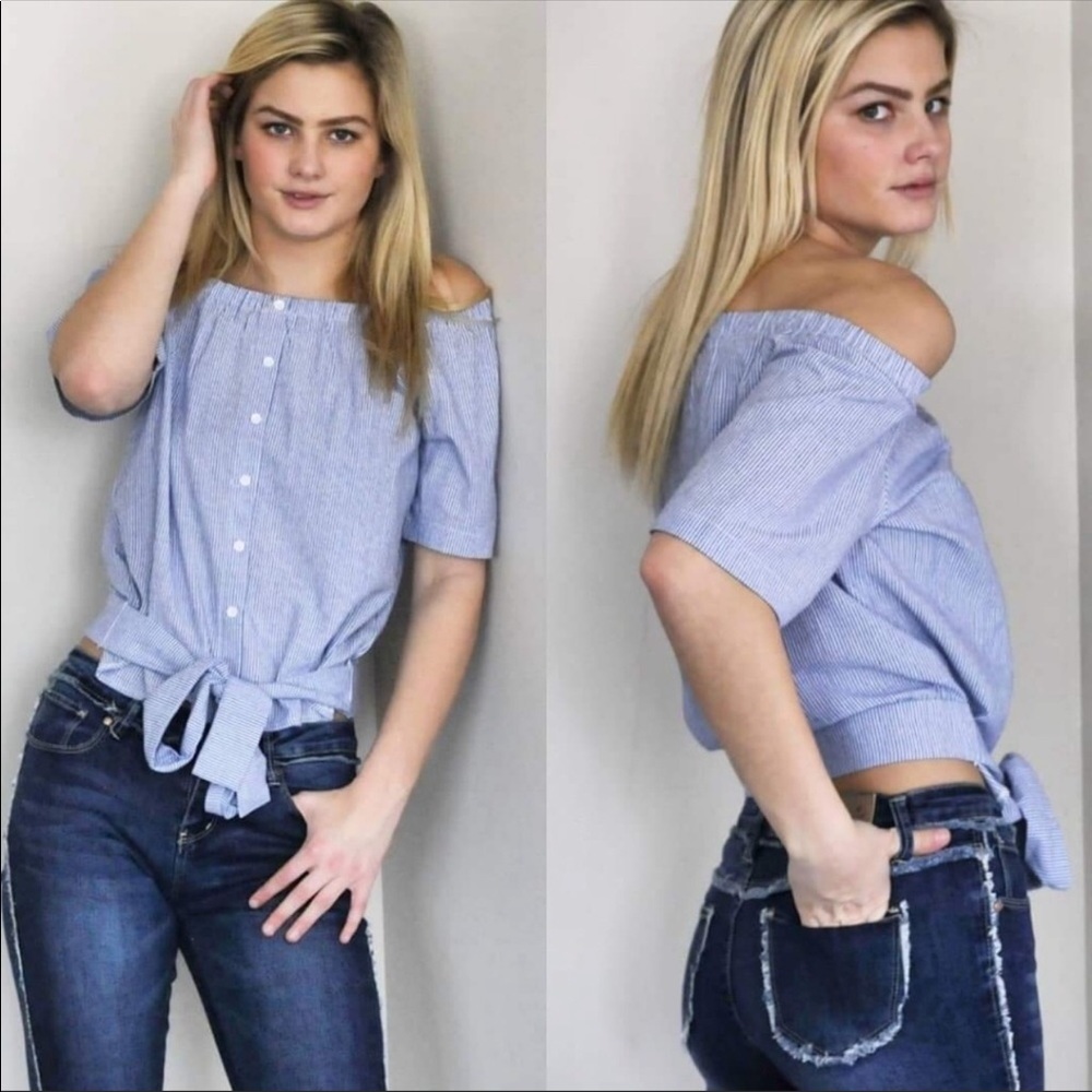 Adorable Poplin Off Shoulder Top